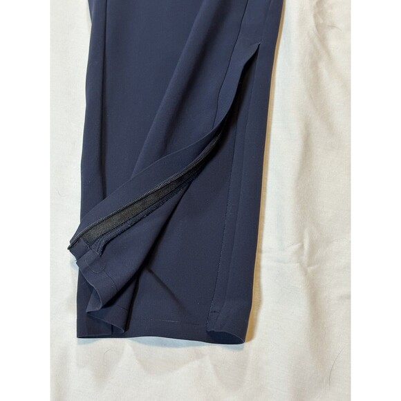 Athleta Metropolis Straight Leg Pants Womens 0 Navy Blue Elastic Waist Zip Ankle - Picture 12 of 15